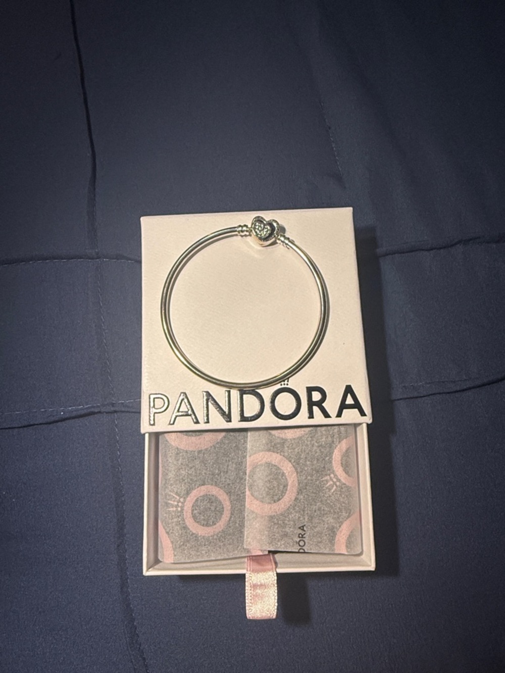 Pandora Silver Heart Clasp Bangle